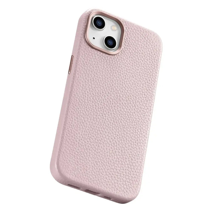iCarer Litchi Premium Leather Case iPhone 14 Magnetic Leather Case with MagSafe Pink (WMI14220709-PK) - Cell phone