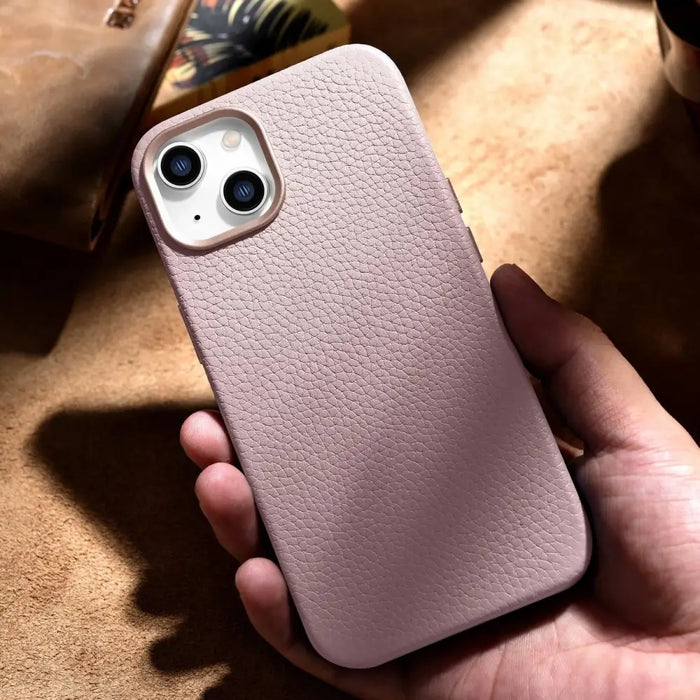 iCarer Litchi Premium Leather Case iPhone 14 Magnetic Leather Case with MagSafe Pink (WMI14220709-PK) - Cell phone