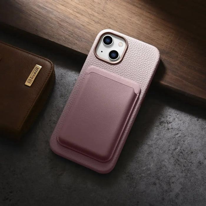 iCarer Litchi Premium Leather Case iPhone 14 Magnetic Leather Case with MagSafe Pink (WMI14220709-PK) - Cell phone