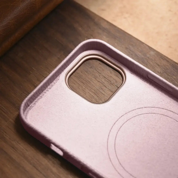 iCarer Litchi Premium Leather Case iPhone 14 Magnetic Leather Case with MagSafe Pink (WMI14220709-PK) - Cell phone