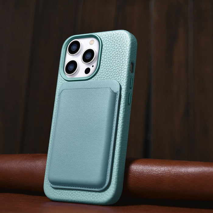 iCarer Litchi Premium Leather Case iPhone 14 Pro Magnetic Leather Case with MagSafe Green (WMI14220710-GN) - Cell phone