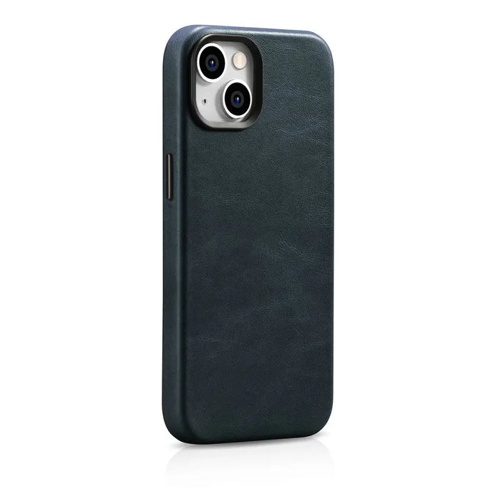 iCarer Oil Wax Premium Leather Case iPhone 14 Magnetic Leather Case with MagSafe Dark Blue (WMI14220701-BU) - Cell