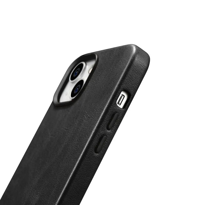iCarer Oil Wax Premium Leather Case iPhone 14 Magnetic Leather Case with MagSafe Black (WMI14220701-BK) - Cell phone