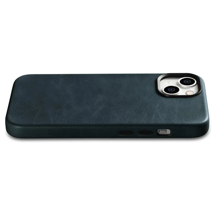 iCarer Oil Wax Premium Leather Case iPhone 14 Magnetic Leather Case with MagSafe Dark Blue (WMI14220701-BU) - Cell