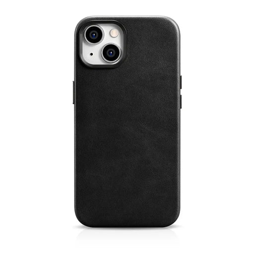 iCarer Oil Wax Premium Leather Case iPhone 14 Magnetic Leather Case with MagSafe Black (WMI14220701-BK) - Cell phone