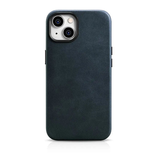 iCarer Oil Wax Premium Leather Case iPhone 14 Magnetic Leather Case with MagSafe Dark Blue (WMI14220701-BU) - Cell