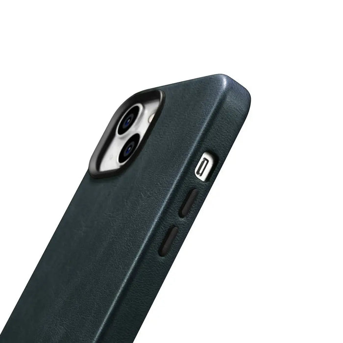 iCarer Oil Wax Premium Leather Case iPhone 14 Magnetic Leather Case with MagSafe Dark Blue (WMI14220701-BU) - Cell