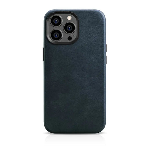 iCarer Oil Wax Premium Leather Case iPhone 14 Pro Max Magnetic Leather Case with MagSafe Dark Blue (WMI14220704-BU)