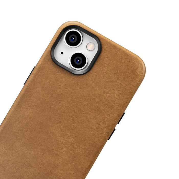 iCarer Oil Wax Premium Leather Case magnetic leather iPhone 14 case with MagSafe brown (WMI14220701-TN) - Cell phone