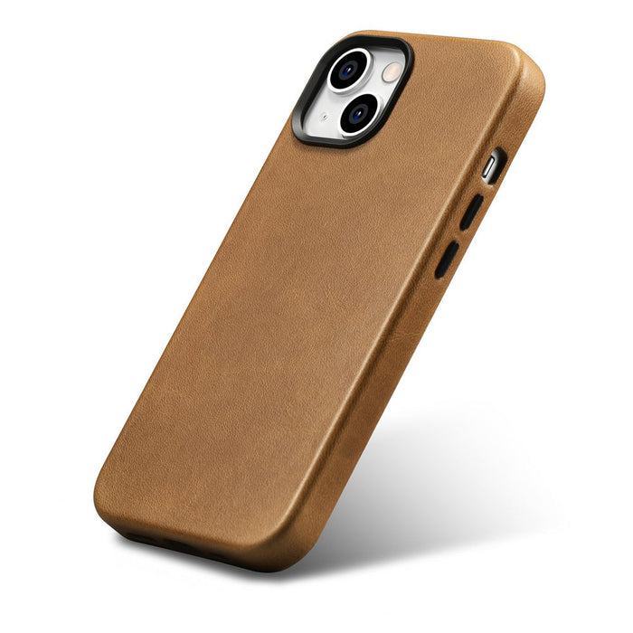 iCarer Oil Wax Premium Leather Case magnetic leather iPhone 14 case with MagSafe brown (WMI14220701-TN) - Cell phone