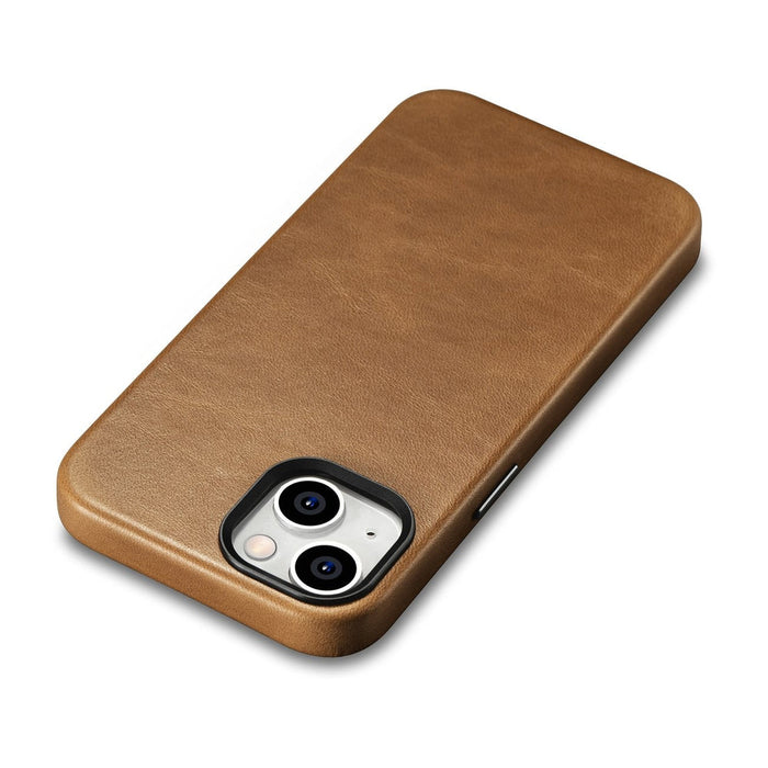 iCarer Oil Wax Premium Leather Case magnetic leather iPhone 14 case with MagSafe brown (WMI14220701-TN) - Cell phone