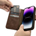 iCarer Oil Wax Wallet Case 2in1 Cover iPhone 14 Pro Anti-RFID Leather Flip Case Brown (WMI14220722-BN) - Cell phone