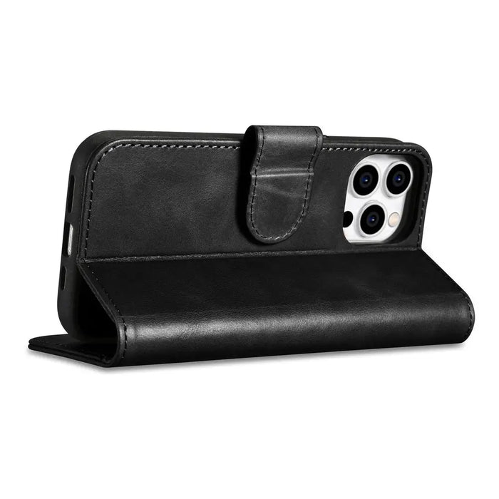 iCarer Oil Wax Wallet Case 2in1 Cover iPhone 14 Pro Leather Flip Cover Anti-RFID black (WMI14220722-BK) - Cell phone