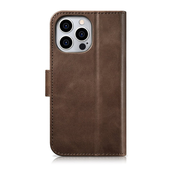 iCarer Oil Wax Wallet Case 2in1 Cover iPhone 14 Pro Max Leather Flip Cover Anti-RFID brown (WMI14220724-BN) - Cell