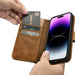 iCarer Oil Wax Wallet Case 2in1 Cover iPhone 14 Pro Max Leather Flip Cover Anti-RFID brown (WMI14220724-TN) - Cell