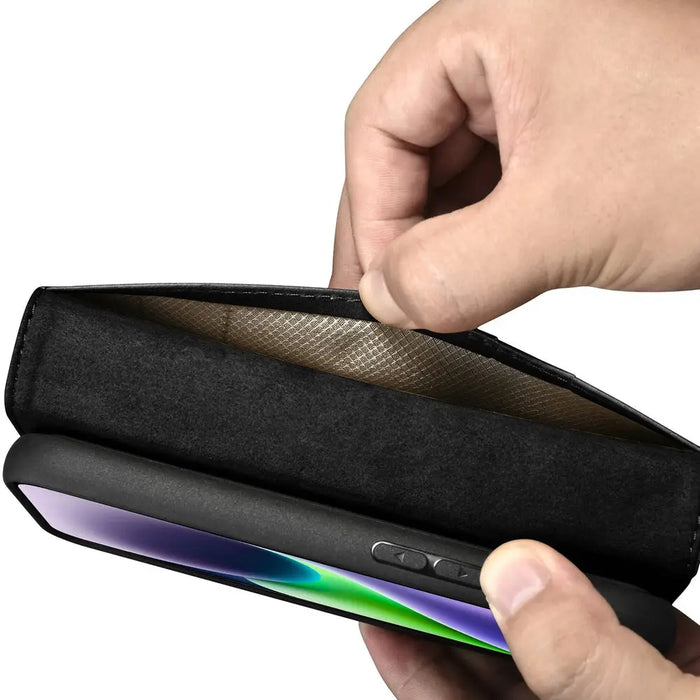 iCarer Oil Wax Wallet Case 2in1 Case iPhone 14 Leather Flip Cover Anti-RFID black (WMI14220721-BK) - Cell phone cases