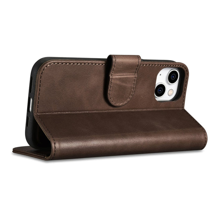 iCarer Oil Wax Wallet Case 2in1 Case iPhone 14 Leather Flip Cover Anti-RFID Brown (WMI14220721-BN) - Cell phone cases