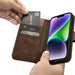 iCarer Oil Wax Wallet Case 2in1 Case iPhone 14 Leather Flip Cover Anti-RFID Brown (WMI14220721-BN) - Cell phone cases