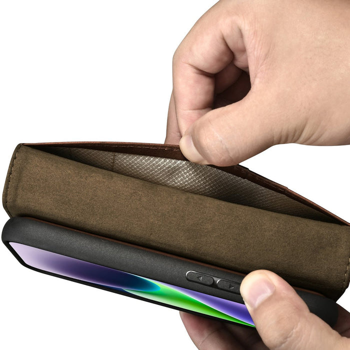 iCarer Oil Wax Wallet Case 2in1 Case iPhone 14 Leather Flip Cover Anti-RFID Brown (WMI14220721-BN) - Cell phone cases