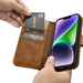 iCarer Oil Wax Wallet Case 2in1 Case iPhone 14 Leather Flip Cover Anti-RFID brown (WMI14220721-TN) - Cell phone cases