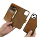 iCarer Oil Wax Wallet Case 2in1 Case iPhone 14 Leather Flip Cover Anti-RFID brown (WMI14220721-TN) - Cell phone cases