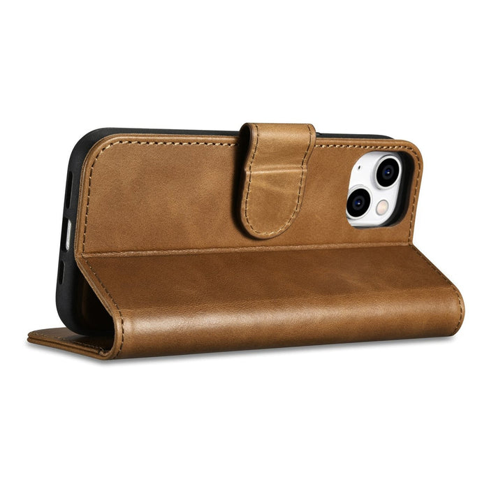iCarer Oil Wax Wallet Case 2in1 Case iPhone 14 Leather Flip Cover Anti-RFID brown (WMI14220721-TN) - Cell phone cases