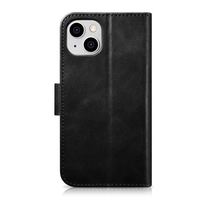iCarer Oil Wax Wallet Case 2in1 Case iPhone 14 Leather Flip Cover Anti-RFID black (WMI14220721-BK) - Cell phone cases