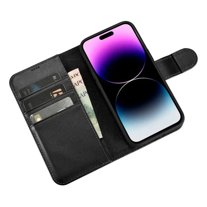 iCarer Wallet Case 2in1 Cover iPhone 14 Pro Leather Flip Cover Anti-RFID black (WMI14220726-BK) - Cell phone cases