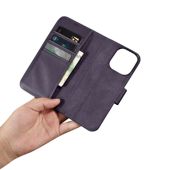 iCarer Wallet Case 2in1 Cover iPhone 14 Pro Max Anti-RFID Leather Flip Case Dark Purple (WMI14220728-DP) - Cell phone