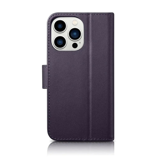 iCarer Wallet Case 2in1 Cover iPhone 14 Pro Max Anti-RFID Leather Flip Case Dark Purple (WMI14220728-DP) - Cell phone