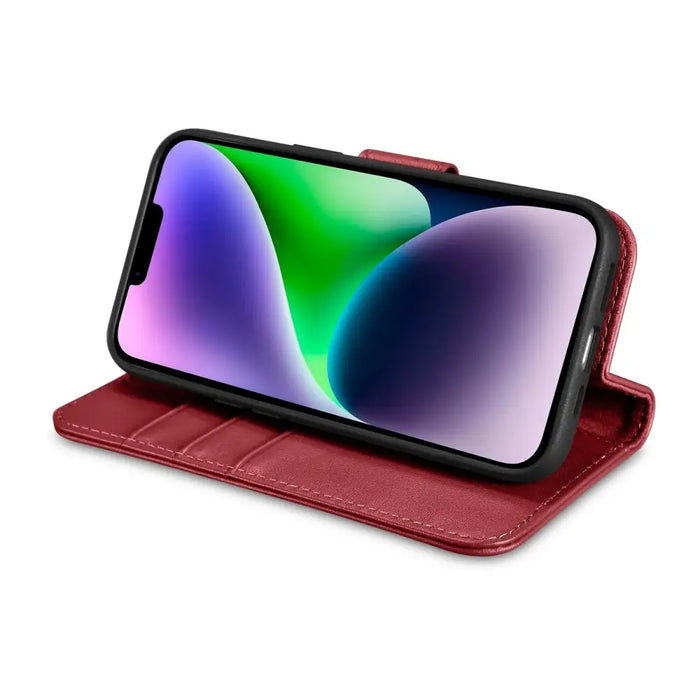 iCarer Wallet Case 2in1 iPhone 14 Leather Flip Case Anti-RFID Red (WMI14220725-RD) - Cell phone cases