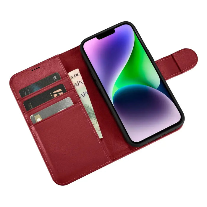 iCarer Wallet Case 2in1 iPhone 14 Leather Flip Case Anti-RFID Red (WMI14220725-RD) - Cell phone cases
