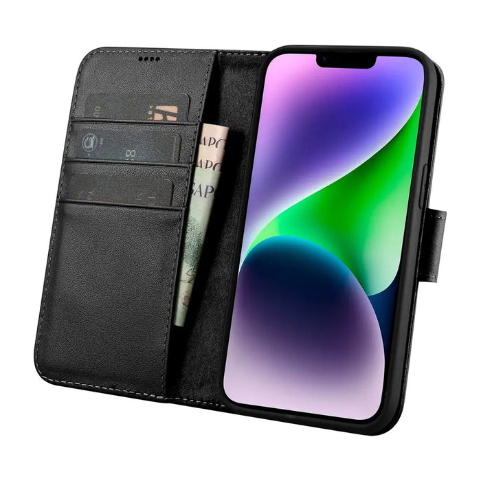 iCarer Wallet Case 2in1 Case iPhone 14 Leather Flip Cover Anti-RFID black (WMI14220725-BK) - Cell phone cases