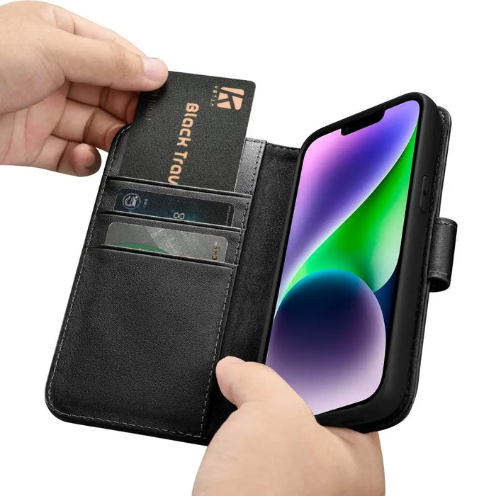 iCarer Wallet Case 2in1 Case iPhone 14 Leather Flip Cover Anti-RFID black (WMI14220725-BK) - Cell phone cases