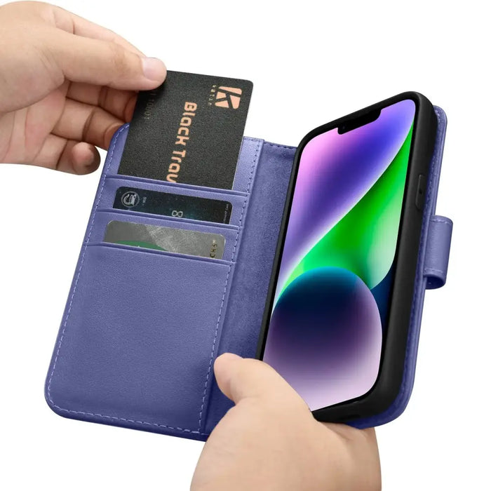 iCarer Wallet Case 2in1 Case iPhone 14 Leather Flip Cover Anti-RFID Light Purple (WMI14220725-LP) - Cell phone cases