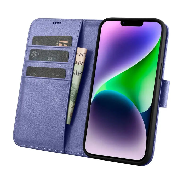 iCarer Wallet Case 2in1 Case iPhone 14 Leather Flip Cover Anti-RFID Light Purple (WMI14220725-LP) - Cell phone cases