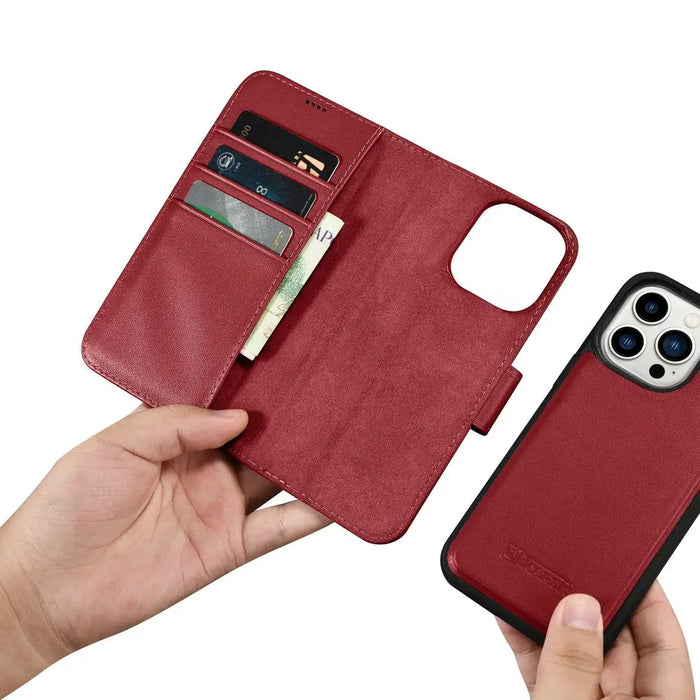 iCarer Wallet Case 2in1 iPhone 14 Pro Leather Flip Case Anti-RFID red (WMI14220726-RD) - Cell phone cases