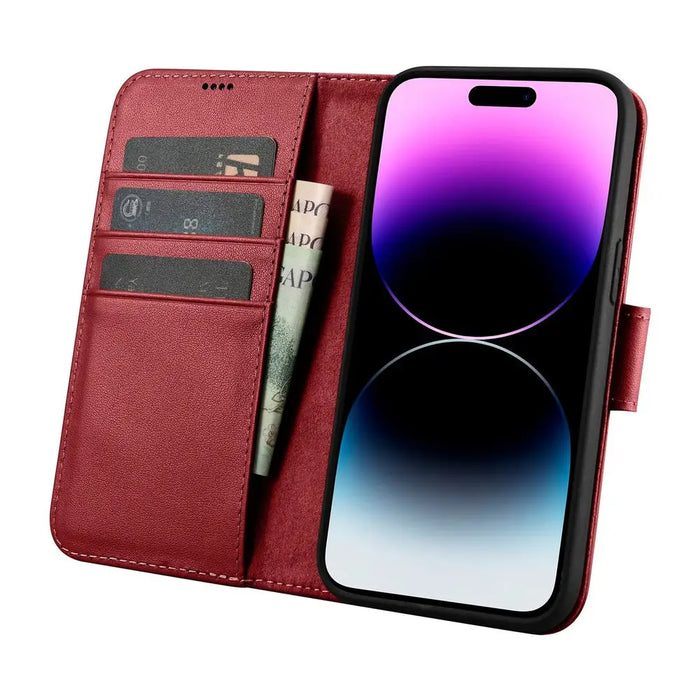 iCarer Wallet Case 2in1 iPhone 14 Pro Leather Flip Case Anti-RFID red (WMI14220726-RD) - Cell phone cases