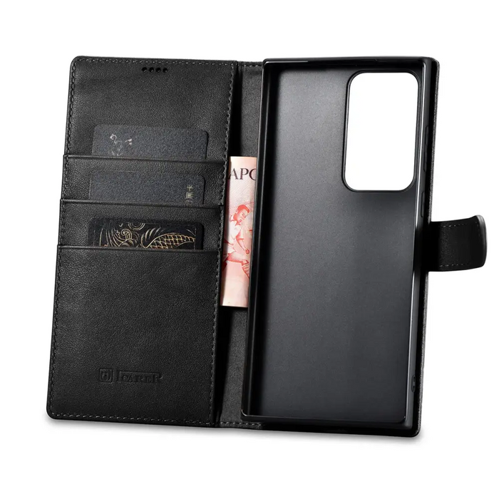 iCarer Wallet Case for Samsung Galaxy S23 Ultra leather case wallet black - Cell phone cases and covers<<<HurtelXML