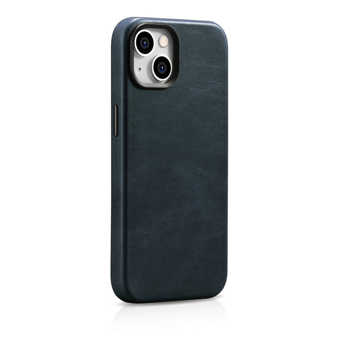 iCarer Oil Wax Premium Leather Case iPhone 14 Plus Magnetic Leather Case with MagSafe Dark Blue (WMI14220703-BU)