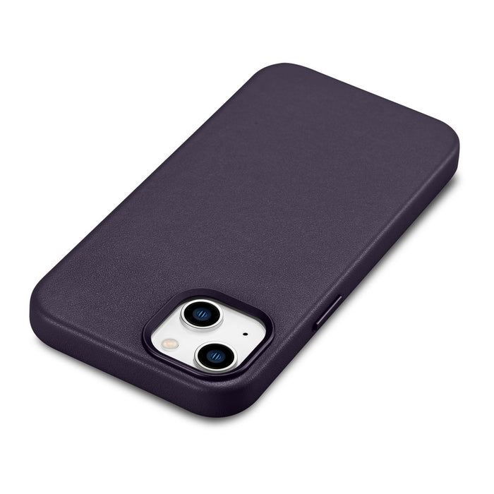 iCarer Case Leather Cover Case for iPhone 14 Dark Purple (WMI14220705-DP) (MagSafe Compatible)