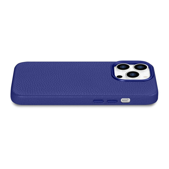 iCarer Litchi Premium Leather Case iPhone 14 Pro Magnetic Leather Case with MagSafe Dark Blue (WMI14220710-DB)