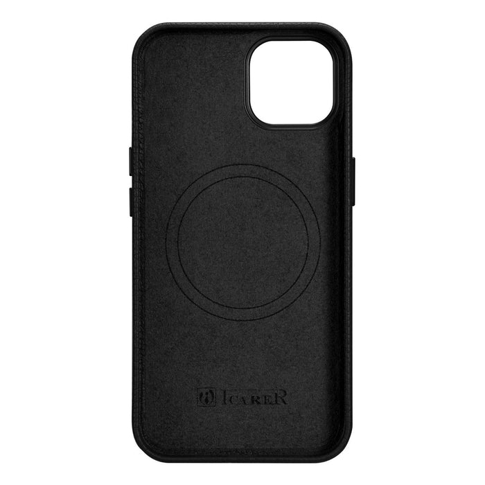 iCarer Litchi Premium Leather Case iPhone 14 Plus Magnetic Leather Case with MagSafe Black (WMI14220711-BK)