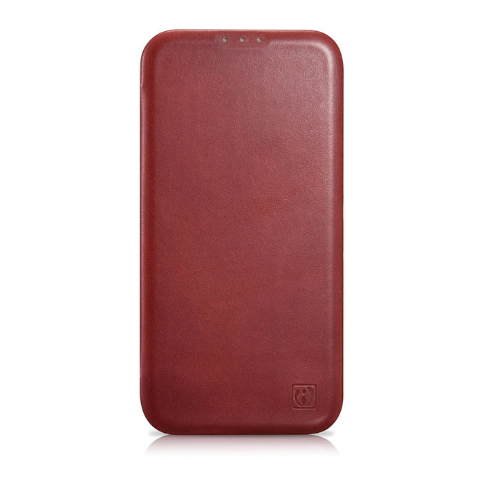 iCarer CE Oil Wax Premium Leather Folio Case iPhone 14 Plus Magnetic Flip Leather Folio Case MagSafe Red (AKI14220707-RD)