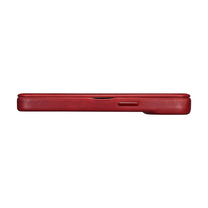 iCarer CE Oil Wax Premium Leather Folio Case iPhone 14 Plus Magnetic Flip Leather Folio Case MagSafe Red (AKI14220707-RD)