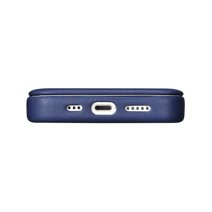 iCarer CE Premium Leather Folio Case iPhone 14 Pro Magnetic Flip Leather Folio Case MagSafe Blue (WMI14220714-BU)