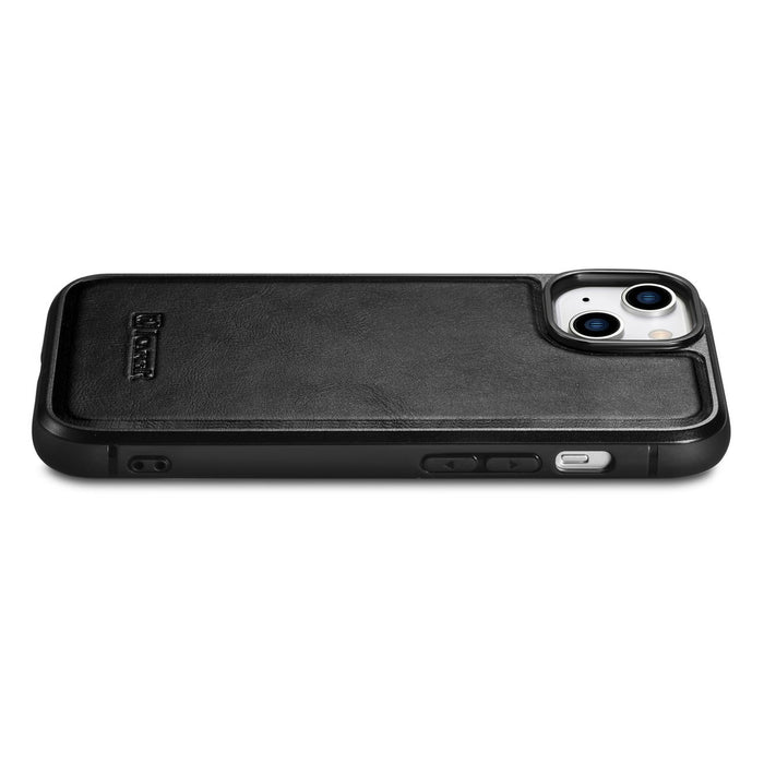 iCarer Leather Oil Wax case covered with natural leather for iPhone 14 Plus black (WMI14220719-BK)