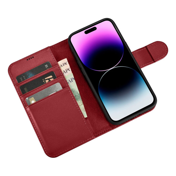 iCarer Wallet Case 2in1 iPhone 14 Pro Leather Flip Case Anti-RFID red (WMI14220726-RD)