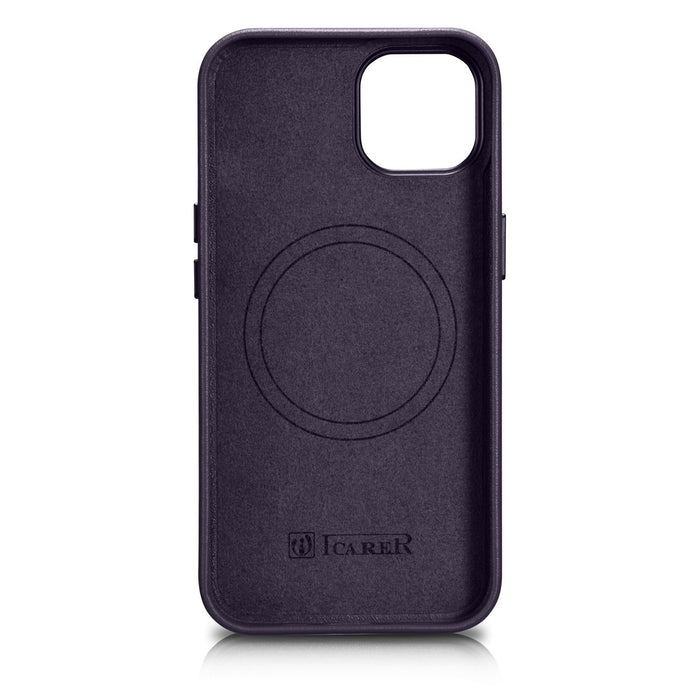 iCarer Case Leather Cover Case for iPhone 14 Plus Dark Purple (MagSafe Compatible)