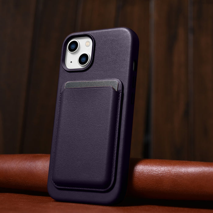 iCarer Case Leather Cover Case for iPhone 14 Plus Dark Purple (MagSafe Compatible)